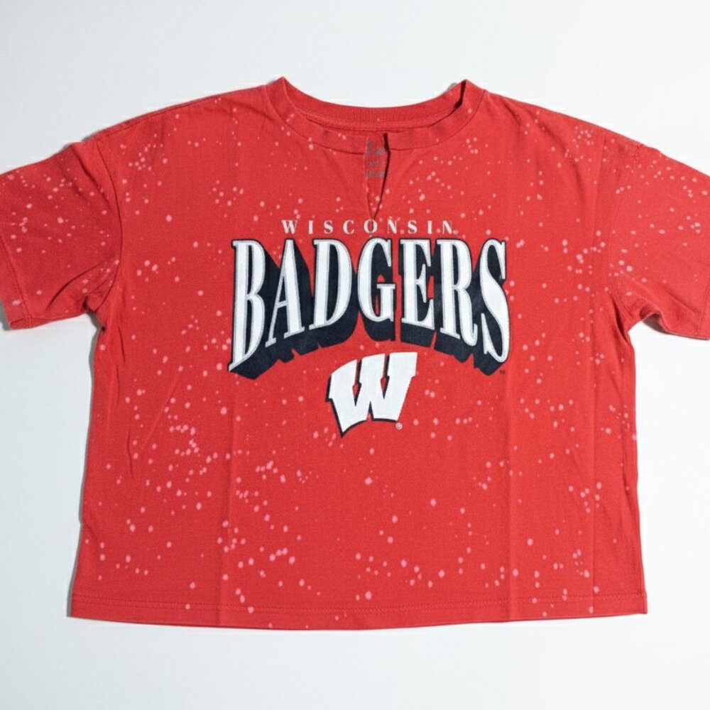 WEAR by Erin Andrews Women's T-Shirt Wisconsin Badgers Cropped Red Medium NWT